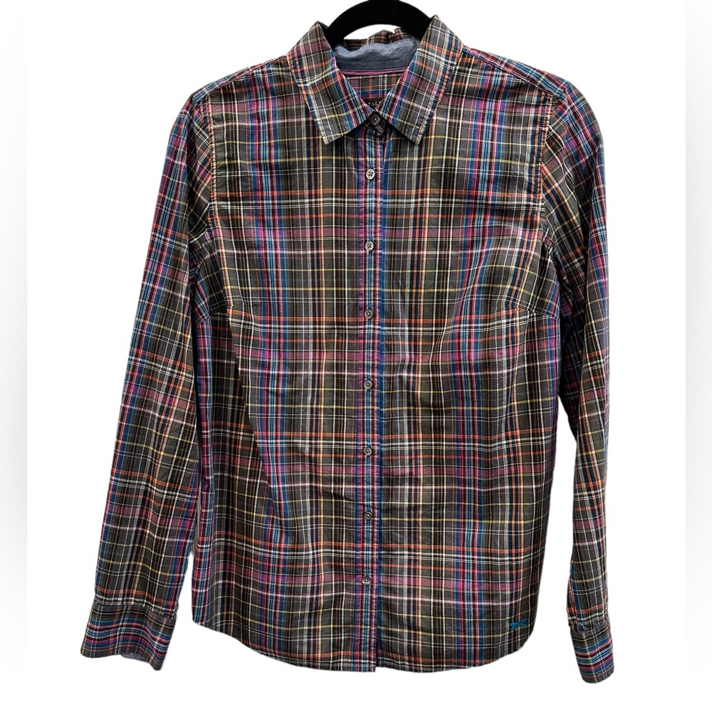 Talbots WOMEN’S plaid cotton button down long sleeve shirt size 8 EUC
